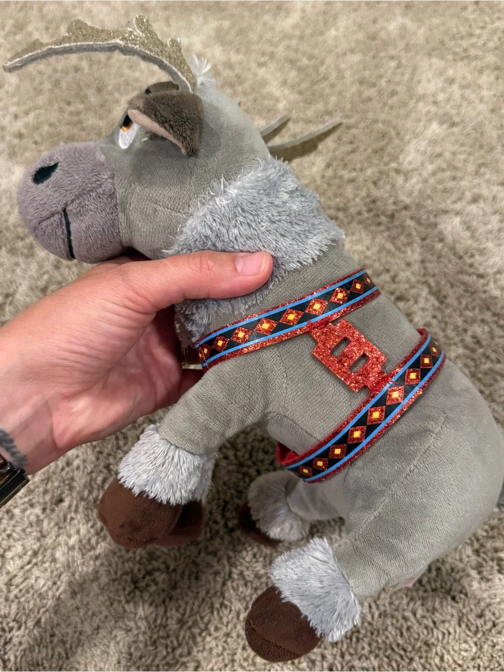 Disney Frozen Sven Plush Reindeer 11” Stuffed Animal Glitter Antlers